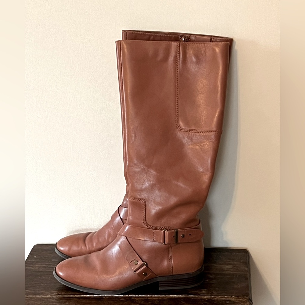 Nine West cognac riding style boots size 7